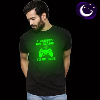 La moda Reflece Luz T-shirt me detuve de Mi Juego Para Estar Aquí Camisa de los Hombres que Brillan En la Oscuridad Fluorescente Camiseta Luminosa En Negro de la Noche Tops