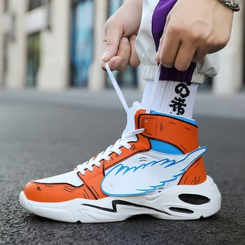 Zapatillas de deporte de moda Para los Hombres Casual de Hip Hop de los Zapatos de la Comodidad de No-slip para Hombre Deporte Zapatos para Correr Historieta japonesa Pie Calzado Talla 44