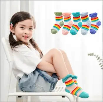 5Pairs Pack para Niños calcetines mayorista 2020 verano nueva de hielo de niños calcetines arco iris sonrisa calcetines de bebé