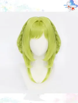 Anime Aseo Enlazado a Hanako-kun Nanamine Sakura Cosplay Peluca Corta de color Verde Resistente al Calor Peluca de Pelo Sintético + Casquillo de la Peluca