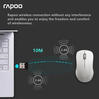 Original Rapoo Silencio Ratón Óptico Inalámbrico Botón de Silencio haga Clic en Mini Silencioso Juego de Ratones 1000 DPI para Ordenador PC Portátil Macbook
