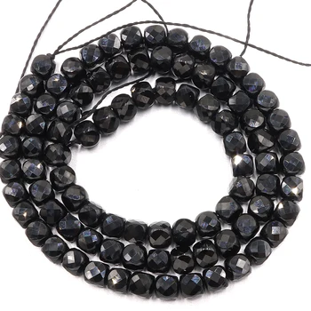 La piedra Natural turmalina negra facetada plaza de bolas para la costura de hacer la joyería de la pulsera de DIY collar kralen bricolage