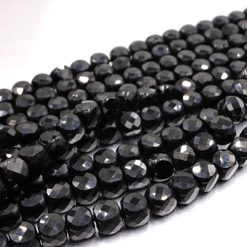 La piedra Natural turmalina negra facetada plaza de bolas para la costura de hacer la joyería de la pulsera de DIY collar kralen bricolage