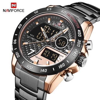 Marca de lujo NAVIFORCE Hombres Relojes Militares deportivo Digital de reloj de pulsera de Moda de Hombre de Acero correa de Reloj resistente al agua Relogio Masculino