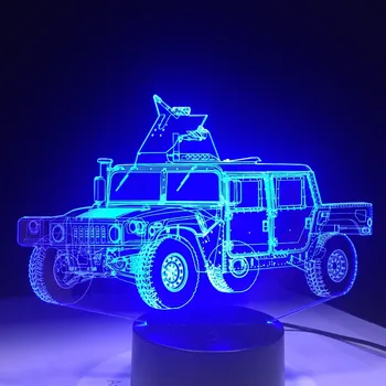 Camión militar Forma 3D LED de la Lámpara de la Mesa de Metacrilato placa de Embarcaciones Luz de la Noche Innovadoras Lumine Deco Lamparita de Color de los Niños de Regalo