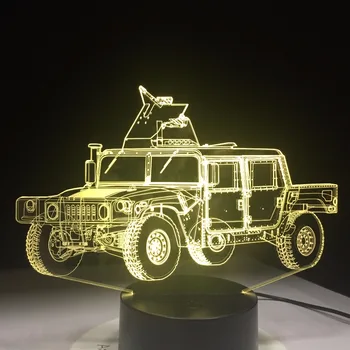 Camión militar Forma 3D LED de la Lámpara de la Mesa de Metacrilato placa de Embarcaciones Luz de la Noche Innovadoras Lumine Deco Lamparita de Color de los Niños de Regalo