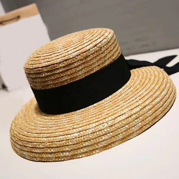 2019 Verano de la Cinta de sombreros de Mujer Diseñador de Sombrero de Paja de Verano, de Playa, Sombrero de Sol de Señora francesa Retro de Ala Ancha Marca de Moda Femenina Sombrero