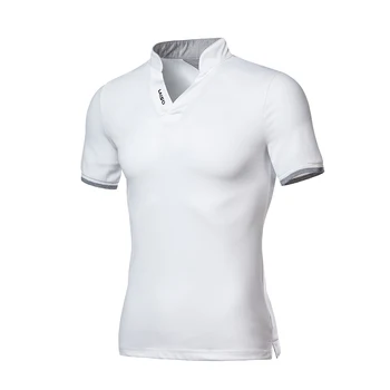 2020 Alta Calidad de la Marca de la Camisa Polo de Mens Slim Fit Sólido Camisas de Polo de Manga Larga de Cuello de Pie Camisa Camisa de Polo Grande 5XL