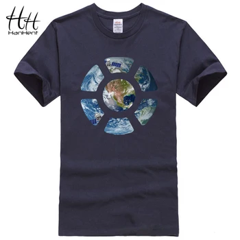 HanHent de la Tierra visto desde el Espacio camisetas de los Hombres de Manga Corta de Cuello Redondo Suelto camiseta de Verano Casual Tops de los Hombres de Algodón T-shirt