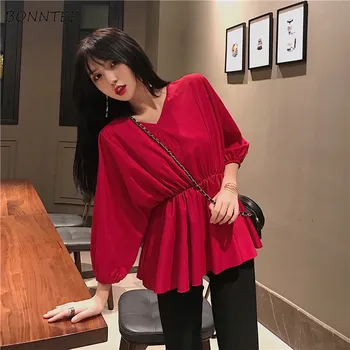 Blusas de Mujer Suave y Cálida de Moda Elegante partido Hembra Hermosa Simple 2020 de Alta calidad de Estilo coreano Flojo de Ocio de Diario de Mujer