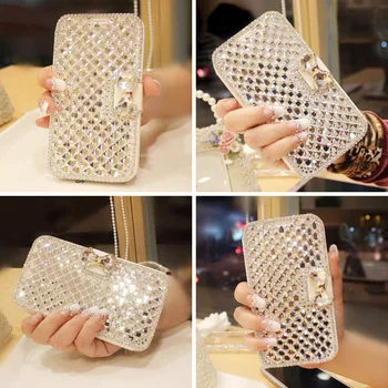 De lujo Bling Cristal de diamante de imitación de Diamante de la Cartera Flip funda Para el iPhone 5 5S SE 6 6s 7 8 Plus X XR XS Max Accesorios del Teléfono