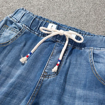 Moda mujer tallas Grandes de verano de jeans sueltos recortada pantalones además de fertilizantes para aumentar el bordado de Harlan pantalones 032#