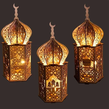 1pc de la fiesta Musulmana de la Luz Ramadán, Eid Mubarak Decoraciones para el Hogar LED de Madera, Luces de Eid Mubarak Decoración Islam Regalos de Parte SuppliesN