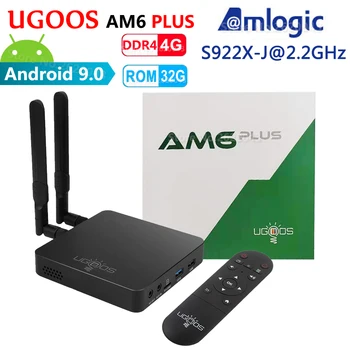 UGOOS EN6 MÁS Amlogic Inteligente Android 9.0 Caja de TV DDR4 4 gb de RAM y 32 gb de ROM 2.4 G 5G WiFi 1000M LAN Bluetooth 4K Prefijo Reproductor Multimedia HD