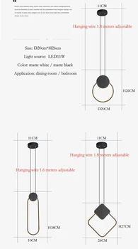 Forma geométrica araña de luces LED de la mesilla de dormitorio lámpara colgante sencillo comedor de la lámpara única cabeza de la barra minimalista pequeña araña