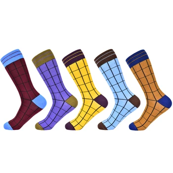 2020 hombres calcetines de diseño más reciente de algodón peinado clásico de la tela escocesa de banquetes negocio del entretenimiento de happy socks