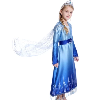Nueva Elsa Vestido de Traje de las Niñas Año Nuevo Ropa de la Reina de las nieves 2 Cosplay Elza Abrigo Vestido de los Niños Fantasia Disfraz de Princesa de Disfraces