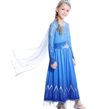 Nueva Elsa Vestido de Traje de las Niñas Año Nuevo Ropa de la Reina de las nieves 2 Cosplay Elza Abrigo Vestido de los Niños Fantasia Disfraz de Princesa de Disfraces