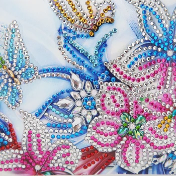 BRICOLAJE de la Mariposa de la Flor Especial Forma de Diamante de la Pintura de la Cadena de Bolso de Hombro de Cuero de las Mujeres del Embrague Bolsa de Almacenamiento para la Novia de Regalo