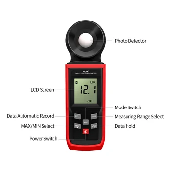 TASI Portátil Medidor de luz Luminómetro Mini Digital Fotómetro Luxómetro Medidor de Luz Illuminometer 0-100000 Lux con el Modo de retención de
