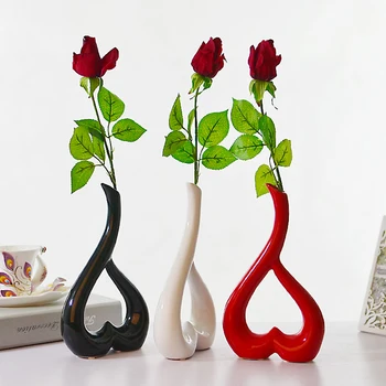 3D de Cerámica en Forma de Corazón Jarrón florero para el Hogar de Escritorio Decoración Floral Jarrones Hermosa Fiesta de la Boda Día de san Valentín de Adorno