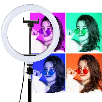 ZOMEI 10 Pulgadas LED RGB Anillo de Luz de la Lámpara Selfie círculo de Luz de la Fotografía de la Lámpara anillo de luz con Trípode para el Teléfono Tiktok de YouTube de Maquillaje