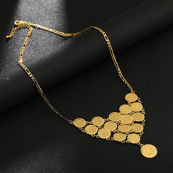Árabe MONEDAS antiguas cadenas de collar de Oro de las Mujeres de Color Oriente Medio Monedas de la Joyería de Bodas/Fiesta Regalo