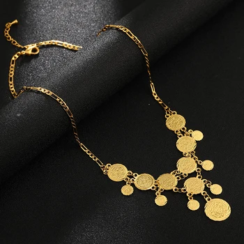 Árabe MONEDAS antiguas cadenas de collar de Oro de las Mujeres de Color Oriente Medio Monedas de la Joyería de Bodas/Fiesta Regalo