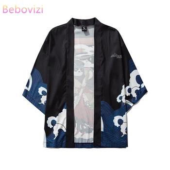 17 Color M - XXL 2020 Nueva Moda Negro Harajuku Japonés Kimono las Mujeres y los Hombres Tops Blusas de Asia Ropa de Playa de Verano Cardigan