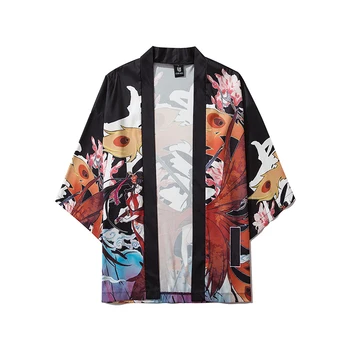 17 Color M - XXL 2020 Nueva Moda Negro Harajuku Japonés Kimono las Mujeres y los Hombres Tops Blusas de Asia Ropa de Playa de Verano Cardigan