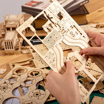 Modelo de tren 3D Rompecabezas de Madera del Juguete de la Asamblea de la Locomotora de la Construcción de modelos de Kits para Niños Regalos de Cumpleaños