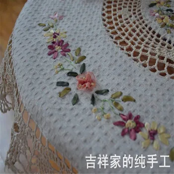 De lujo de alta calidad de algodón crochet frontera mantel para la decoración del hogar de bordado de la flor de patchwork tabla cove toalla de cocina de descriptor de acceso