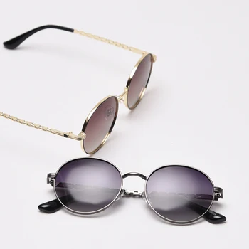 Peekaboo retro gafas de sol polarizadas de las mujeres de la vendimia de metal de oro de la cadena de la ronda de gafas de sol para los hombres uv400 2021 de verano de alta calidad