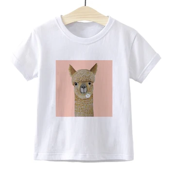 2020 Nuevo Animal de Alpaca de Impresión de dibujos animados de Ropa para Niños camiseta de las Niñas y los Niños de Corta T-shirt Tops de Verano de Moda de camisetas de Niños