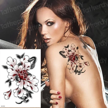 6pcs/set de tatuajes mujeres cuerpo pegatinas de flores de la serpiente negra bocetos de diseños de tatuaje sexy falso agua tatuaje para mujer de atrás de la etiqueta engomada mucho