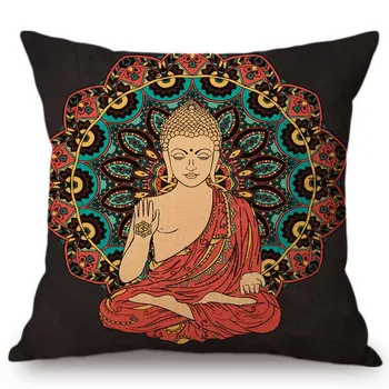 Mandala Patrón De Buda Señor De Meditación Budista Sofá Cojín Caso Tibetanos De Nepal Tailandia Budismo Cultural De La Funda Del Cojín