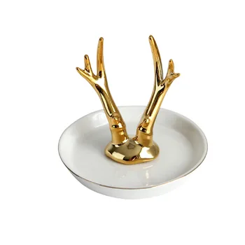 De estilo nórdico de cerámica de la joyería soporte de exhibición de la bandeja de oro conejo de almacenamiento de la bandeja de disparo props dormitorio pequeños adornos
