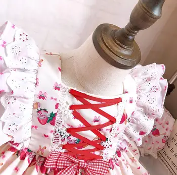 Lolita española de la princesa vestido de Encaje de Costura de impresión dulce lindo vestido de bola de cumpleaños de Pascua de vestir para las niñas vestidos Y3100