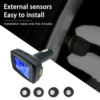 Coche TPMS Inalámbricas de Sensores de Presión de Neumáticos Sistema de Monitoreo Monitor LCD +4 Sensores Externos Kit Automático de Presión de los Neumáticos, Sensor de
