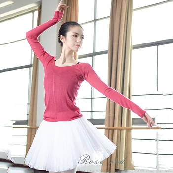 150cm-175cm de las Mujeres Adultas Ballet Dancewear Tops Bailarina de Ropa de Baile de Chicas Suéter de Punto de Mujer Otoño Invierno