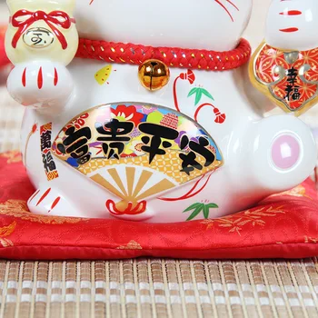 8 pulgadas de Cerámica Japonesa Gato de la Suerte Maneki Neko Gato de la Caja de Dinero de la Fortuna Gato FengShui Artesanías pieza Central de la Decoración del Hogar Encanto de Regalo