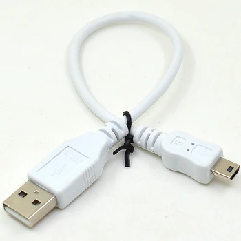 0.2 M de Cable de Mini USB a USB 2.0 a Macho a Mini 5 Pin B Blanco de Sincronización de Datos Cable de Carga Para el Reproductor de MP3 del Disco Duro de la Cámara Mini Altavoz