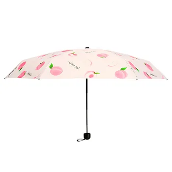 Mini Cápsula de Paraguas a prueba de viento de Cinco plegable Sol Proteger Anti-UV Lindo Fruta Paraguas de Baño Plegable Mujeres Bolsillo Umbrellara