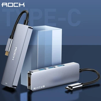 ROCK USB Tipo C para HDMI VGA USB del Adaptador USB 3.1-C a HDMI Adaptador Convertidor para el MacBook Air Pro/Huawei Matebook/Tableta de Samsung