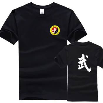 De verano de la Asociación de Wushu Estándar de TaiChi Ropa de Algodón O-cuello de manga Corta T-shirts Camisetas de los Hombres Vestido de Kungfu Camiseta