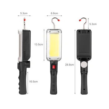 Sanyi Magnético de Reparación de Coches Luz de Trabajo 2 Modos de la MAZORCA LED de la Linterna de Carga USB 18650 de la Antorcha Portátil Linterna para Camping Caza
