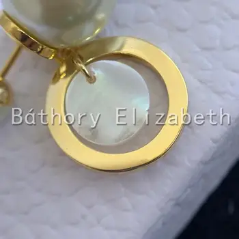 Báthory · Elizabeth 2020 Nueva Moda de las Mujeres Pendientes de la Estrella de la Carta de Círculo Con diamantes de imitación Pendientes de Perlas Para las Mujeres Pendientes