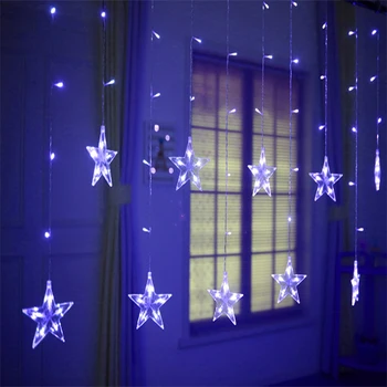 220V Enchufe de la UE 2.5 M led de la Estrella de la Lámpara de Navidad de Hadas Guirnaldas Cadena de la Cortina de Luces al aire libre Para la Fiesta de la Boda de Vacaciones de Año Nuevo Decoración
