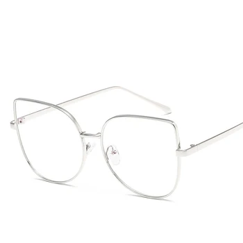 Pink cat eye Gafas transparentes de Metal Gafas de montura de la moda Óptica de Gafas de Lente Transparente de las Mujeres a los Hombres Falsos Gafas de Mujer UV400