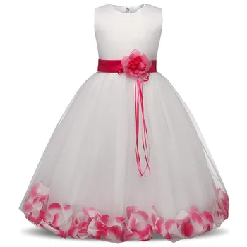 Flor Vestido de la Muchacha de los Niños de la Boda Vestido de Comunión Formal sin Mangas de Encaje Princesa Elegante de Fiesta Vestidos de fiesta para Niña de 1-10 años: